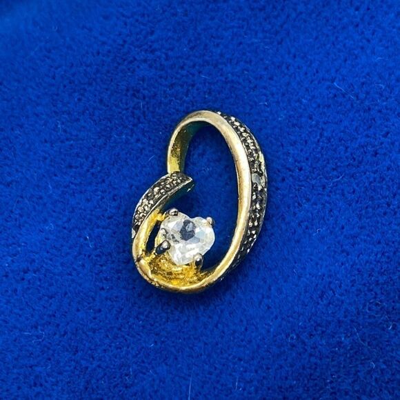 💛 925 GP CZ & Diamond Pendant - Picture 1 of 5